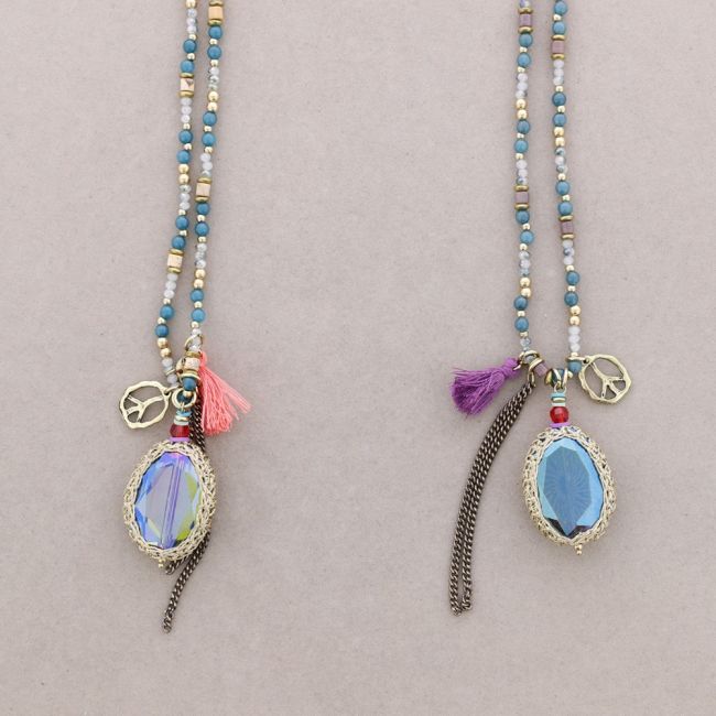 LONG STONE PENDANT NECKLACE