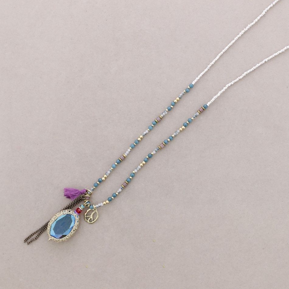 LONG STONE PENDANT NECKLACE