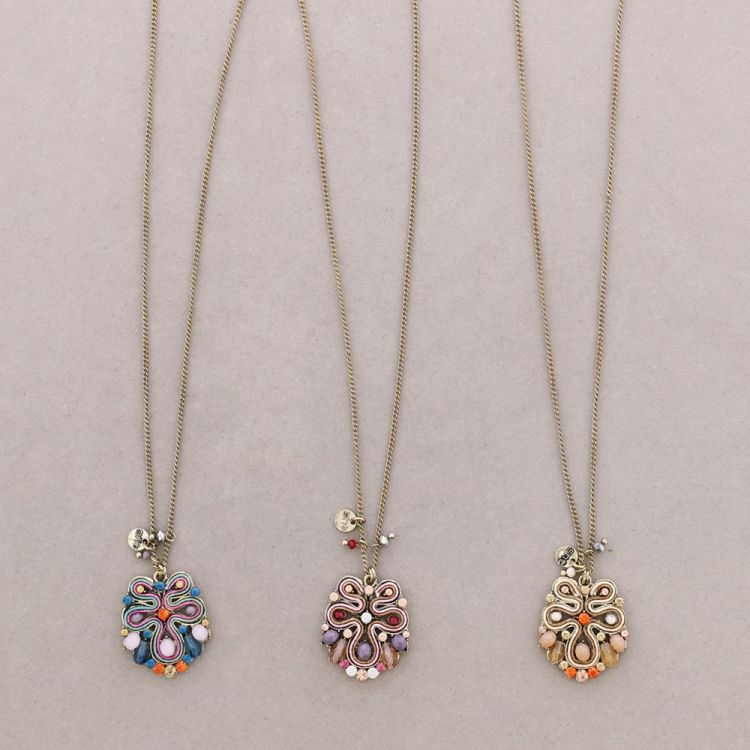 LONG PENDANT NECKLACE EMBEDDED BEADS 2