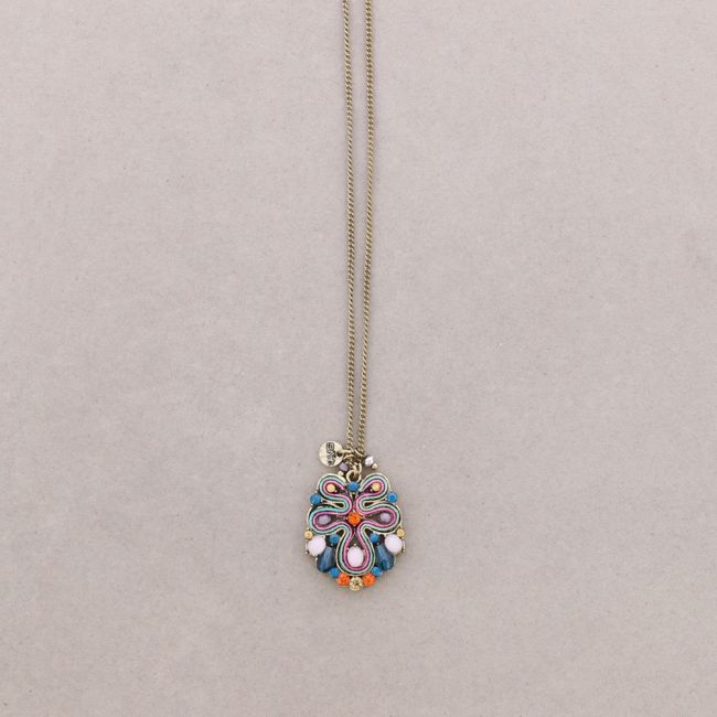 LONG PENDANT NECKLACE EMBEDDED BEADS