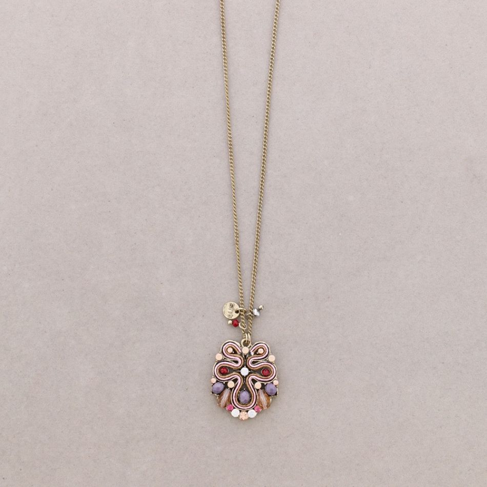 LONG PENDANT NECKLACE EMBEDDED BEADS