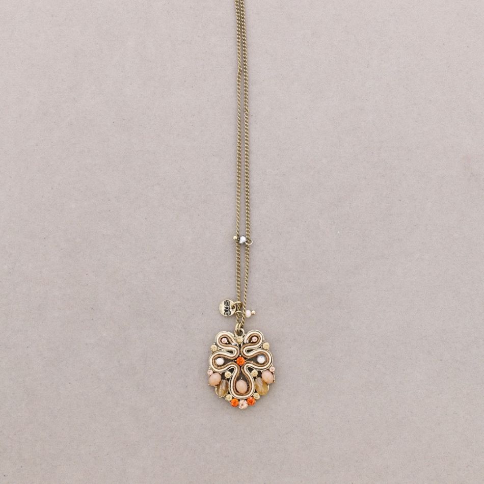 LONG PENDANT NECKLACE EMBEDDED BEADS