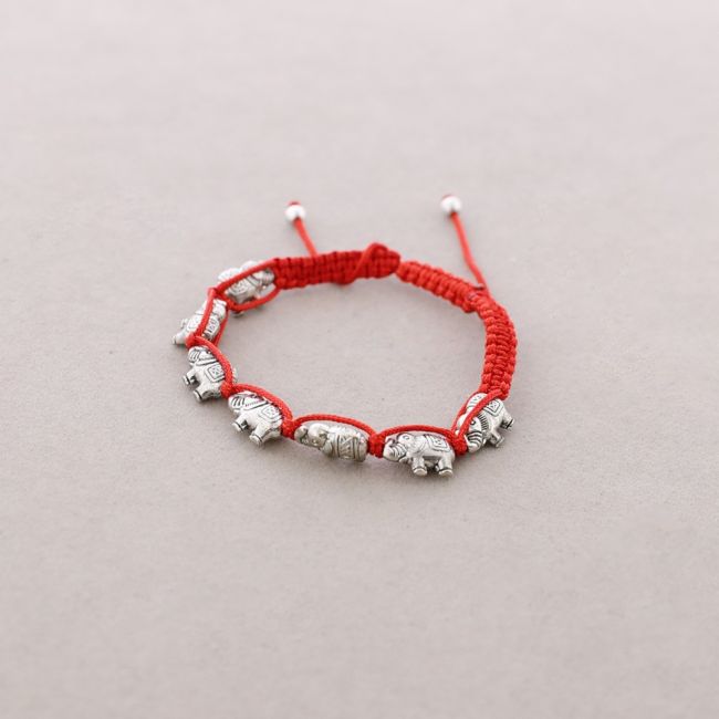PULSERA MACRAME CUENTAS METAL