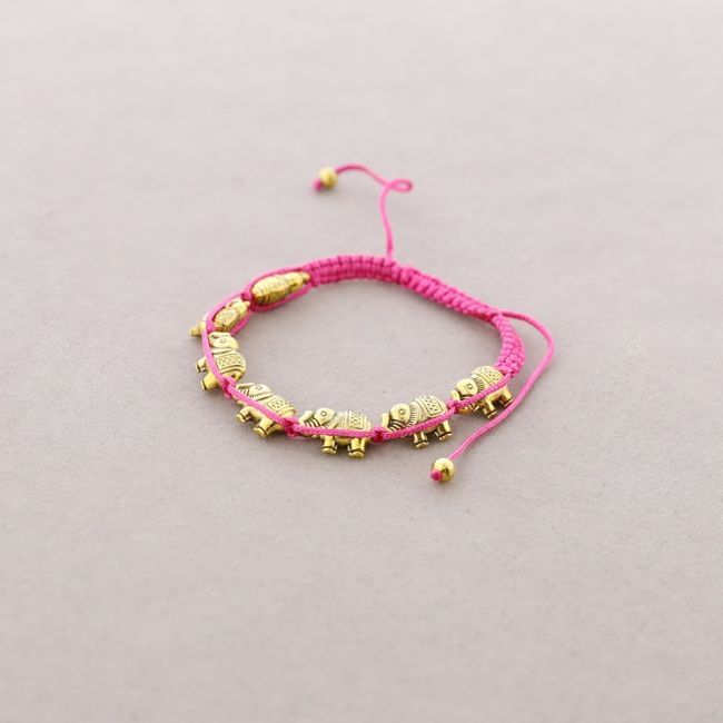 PULSERA MACRAME CUENTAS METAL