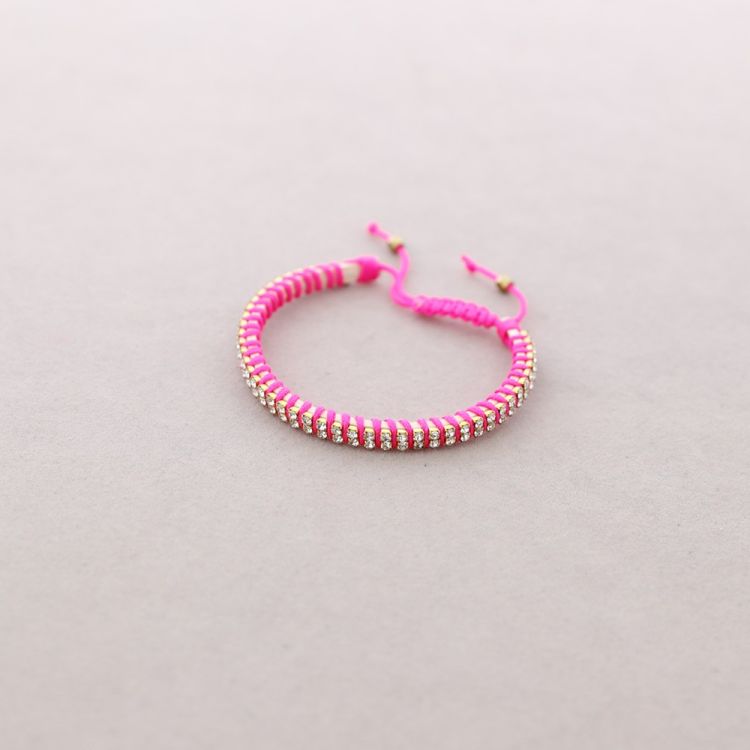 MACRAMÉ LEATHER BRACELET WITH DOUBLE ROW CRYSTALS