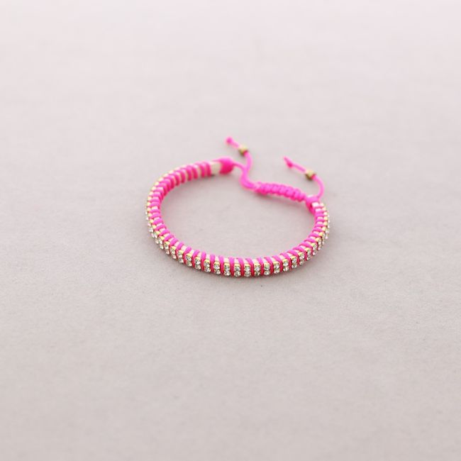 MACRAMÉ LEATHER BRACELET WITH DOUBLE ROW CRYSTALS