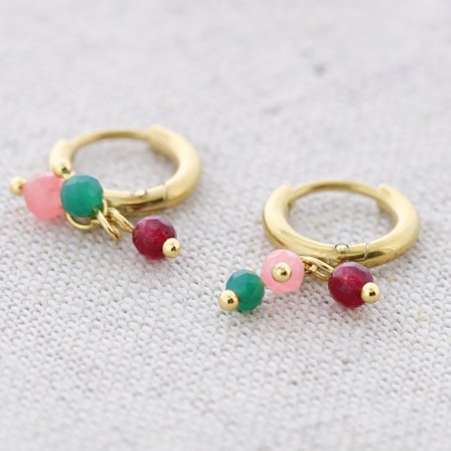 PENDIENTES ACERO ARO COLGANTE PIEDRAS