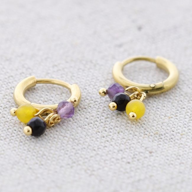 PENDIENTES ACERO ARO COLGANTE PIEDRAS