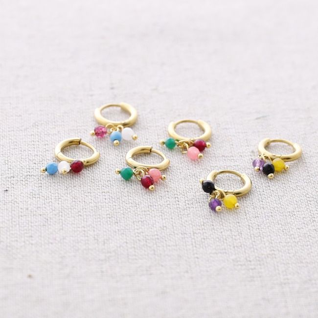PENDIENTES ACERO ARO COLGANTE PIEDRAS