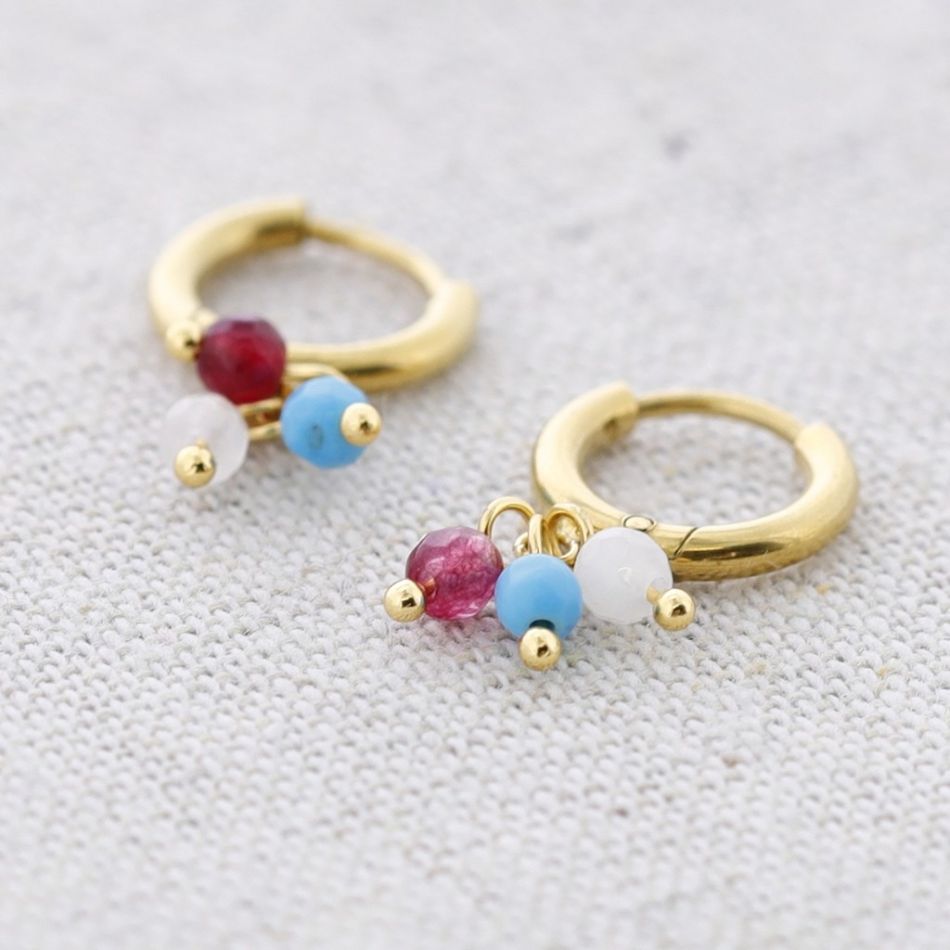 PENDIENTES ACERO ARO COLGANTE PIEDRAS