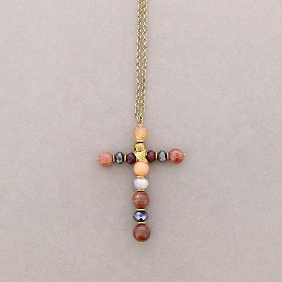 COLLAR LARCO COLG CRUZ PIEDRAS