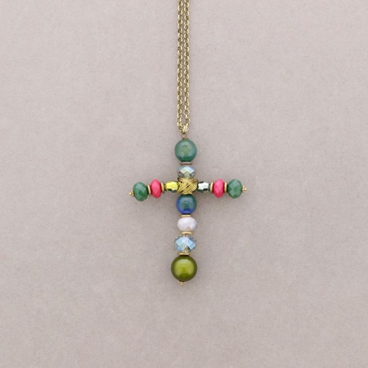 LONG NECKLACE WITH CROSS STONES