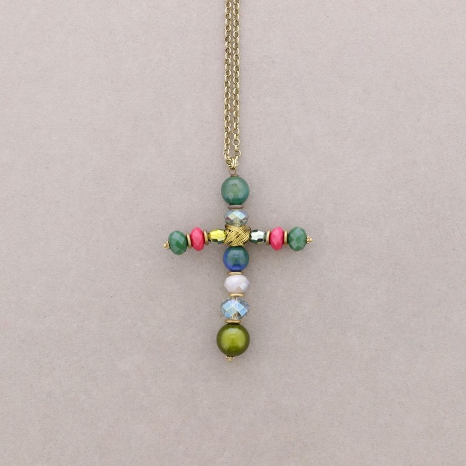 LONG NECKLACE WITH CROSS STONES