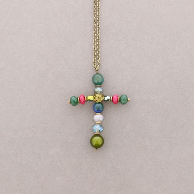 LONG NECKLACE WITH CROSS STONES