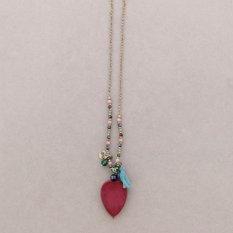 LONG NECKLACE WITH CROSS STONES PENDANT