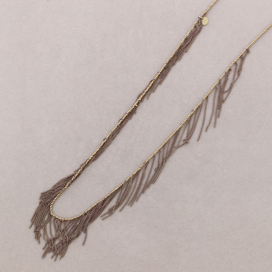 LONG NECKLACE WITH FRINGE CHAIN