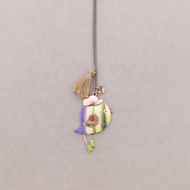 LONG NECKLACE PENDANT. STAMPED METAL