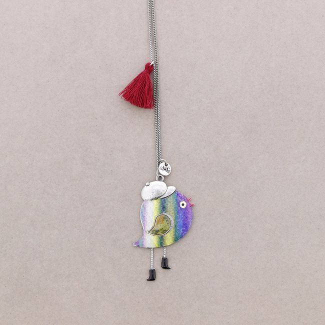 LONG NECKLACE PENDANT. STAMPED METAL