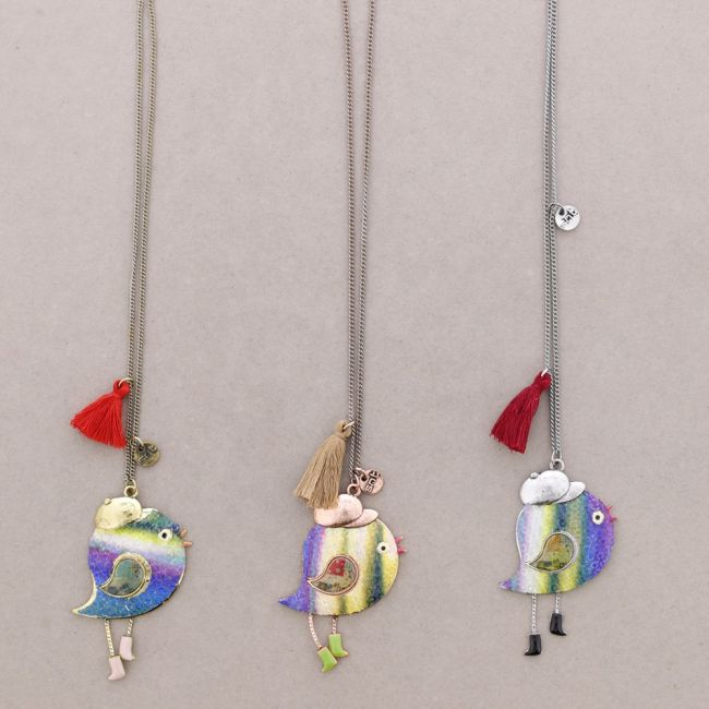 LONG NECKLACE PENDANT. STAMPED METAL