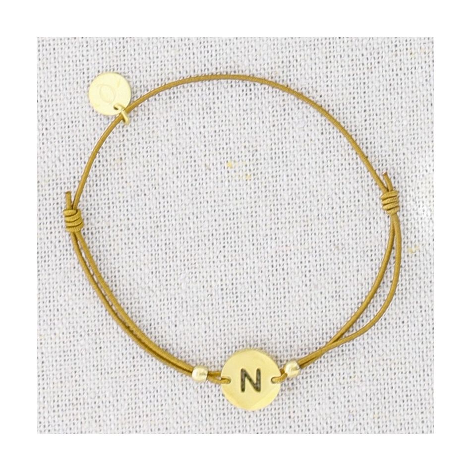 PULSERA ELÁSTICA ACERO LETRA N