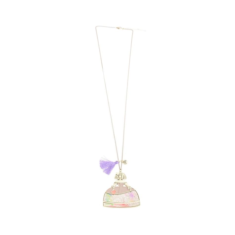 LONG NECKLACE PENDANT STAMPED METAL