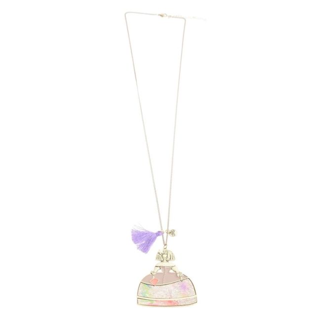 LONG NECKLACE PENDANT STAMPED METAL