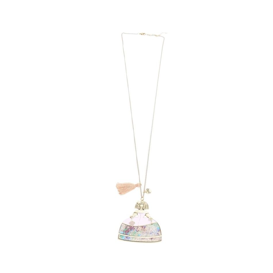 LONG NECKLACE PENDANT STAMPED METAL
