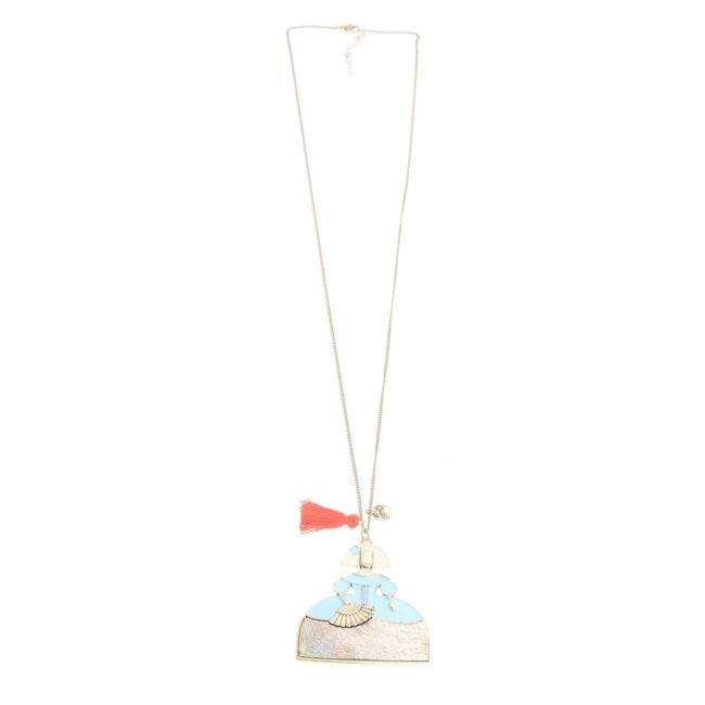 LONG NECKLACE PENDANT STAMPED METAL