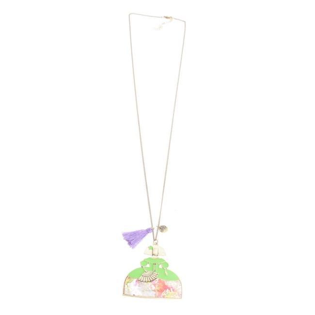 LONG NECKLACE PENDANT STAMPED METAL