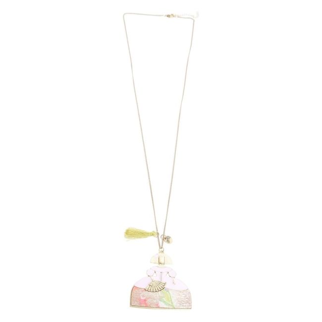 LONG NECKLACE PENDANT STAMPED METAL