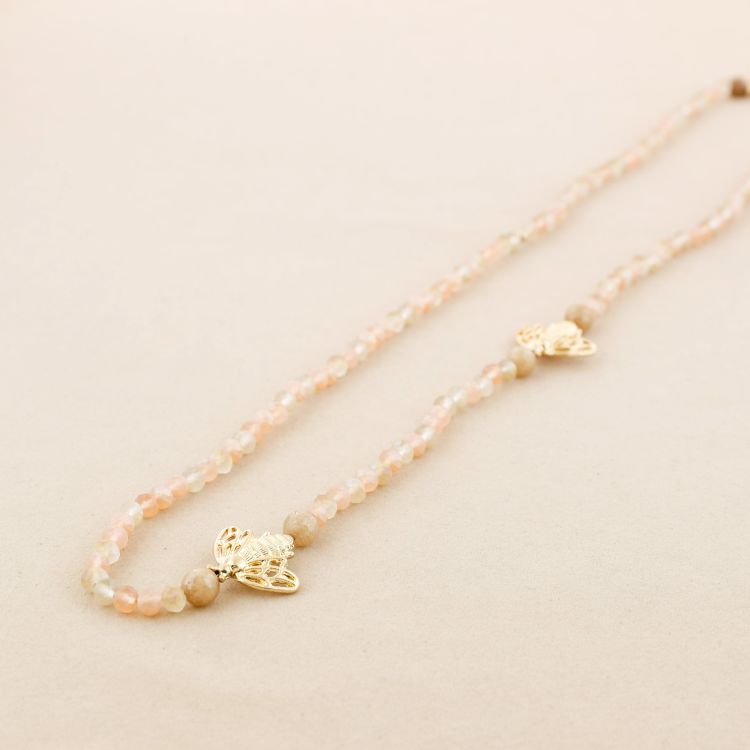 METAL INSECTS FACETED CRYSTALS LONG NECKLACE