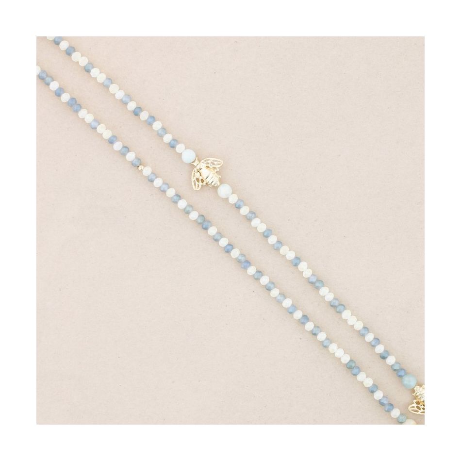 METAL INSECTS FACETED CRYSTALS LONG NECKLACE