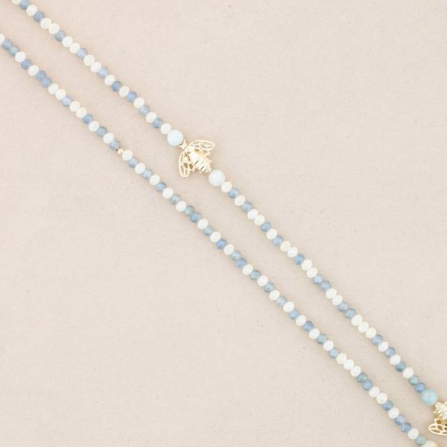 METAL INSECTS FACETED CRYSTALS LONG NECKLACE