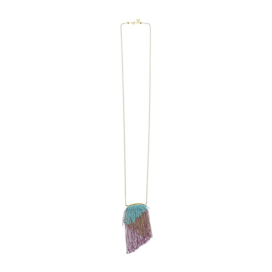 LONG NECKLACE WITH FRINGES AND CHAINS