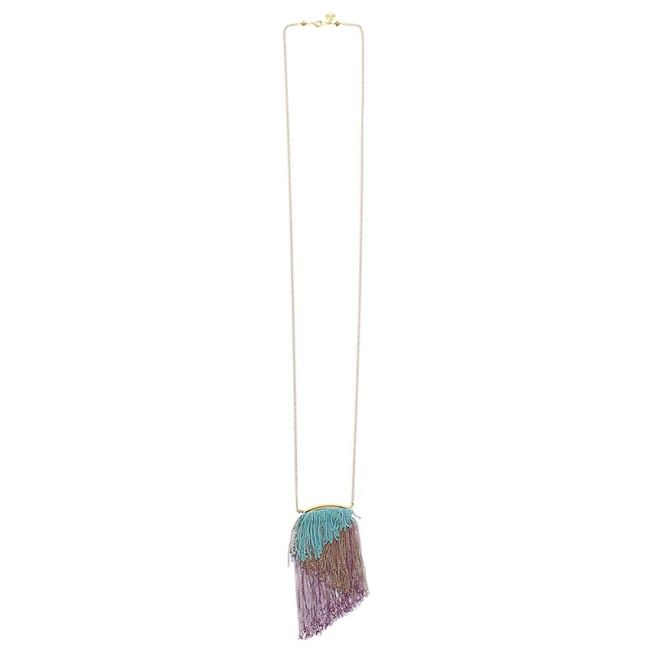 LONG NECKLACE WITH FRINGES AND CHAINS