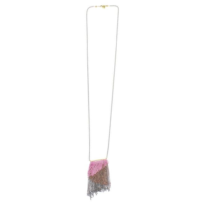 LONG NECKLACE WITH FRINGES AND CHAINS