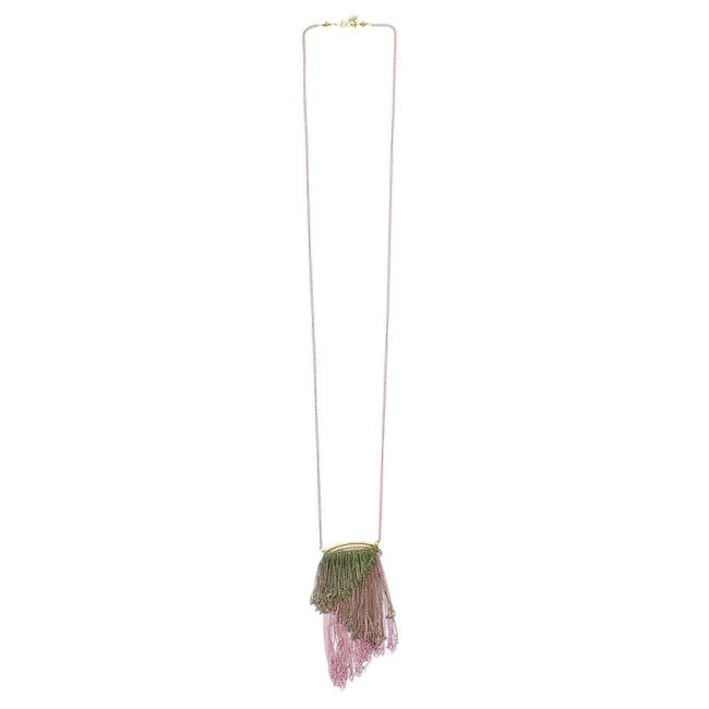 LONG NECKLACE WITH FRINGES AND CHAINS