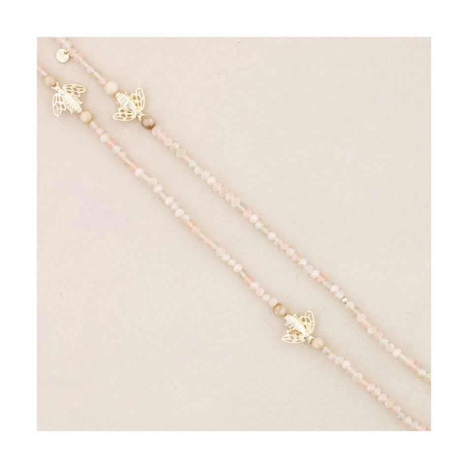 METAL INSECTS FACETED CRYSTALS LONG NECKLACE