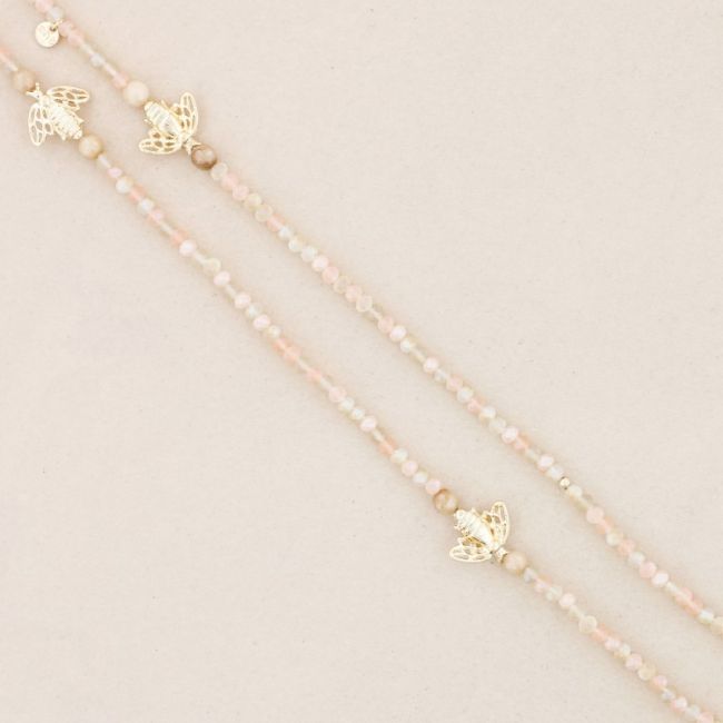 METAL INSECTS FACETED CRYSTALS LONG NECKLACE