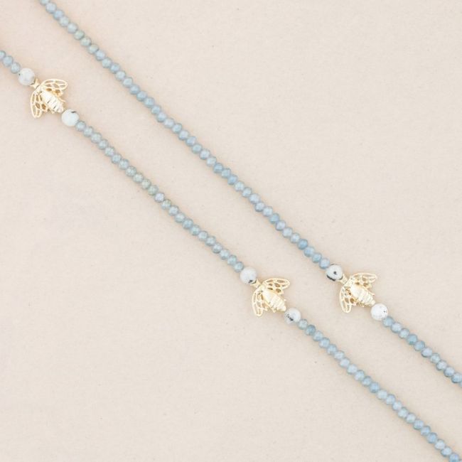 METAL INSECTS FACETED CRYSTALS LONG NECKLACE