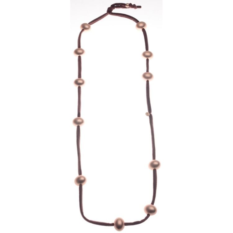 LONG VELVET NECKLACE WITH IMITATION METAL BEADS 2