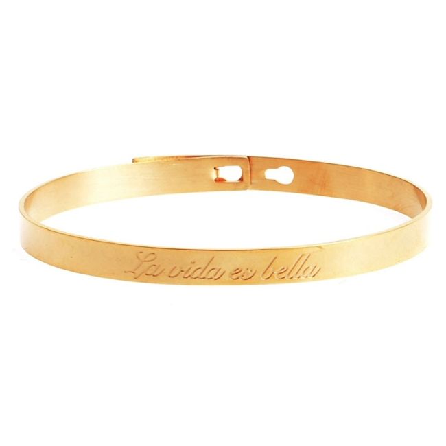 PULSERA RÍGIDA ACERO MENSAJE LA VIDA ES BELLA