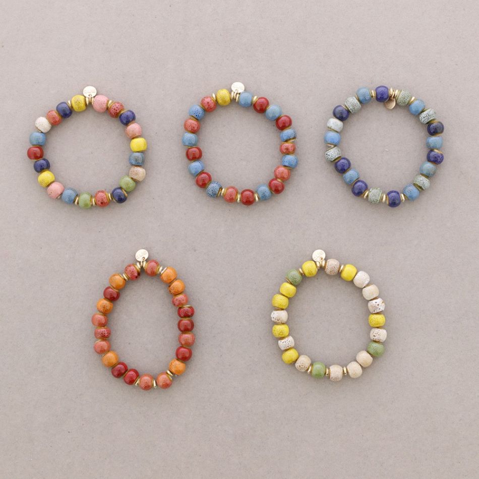 8MM CERAMIC BALL ELASTIC BRACELET