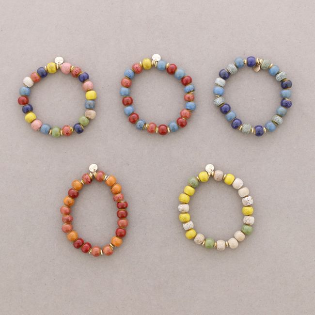 8MM CERAMIC BALL ELASTIC BRACELET