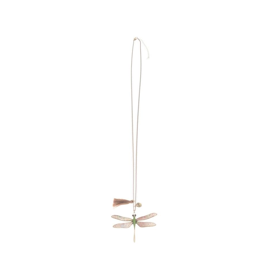 LONG NECKLACE METAL ENAMEL PENDANT