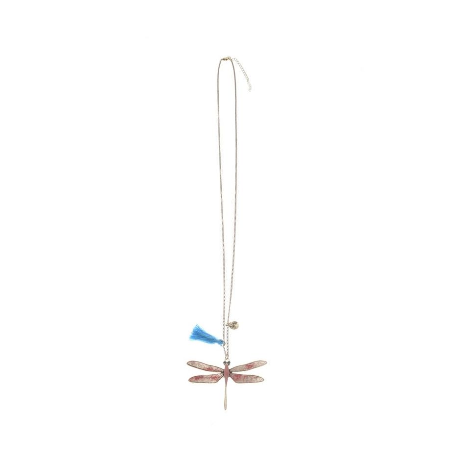 LONG NECKLACE METAL ENAMEL PENDANT