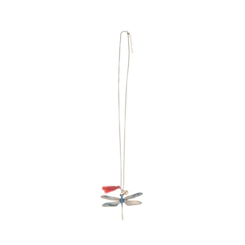 LONG NECKLACE METAL ENAMEL PENDANT