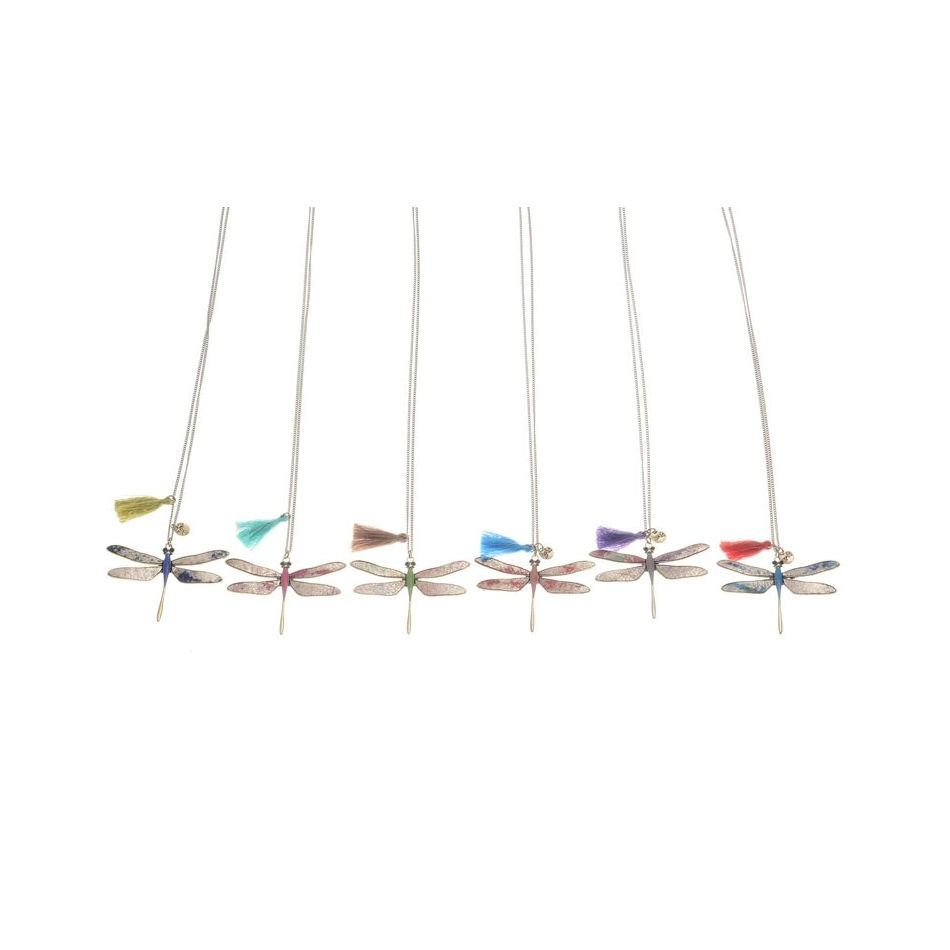 LONG NECKLACE METAL ENAMEL PENDANT