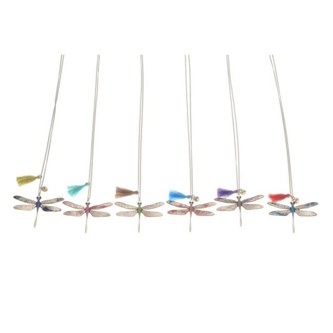 LONG NECKLACE METAL ENAMEL PENDANT