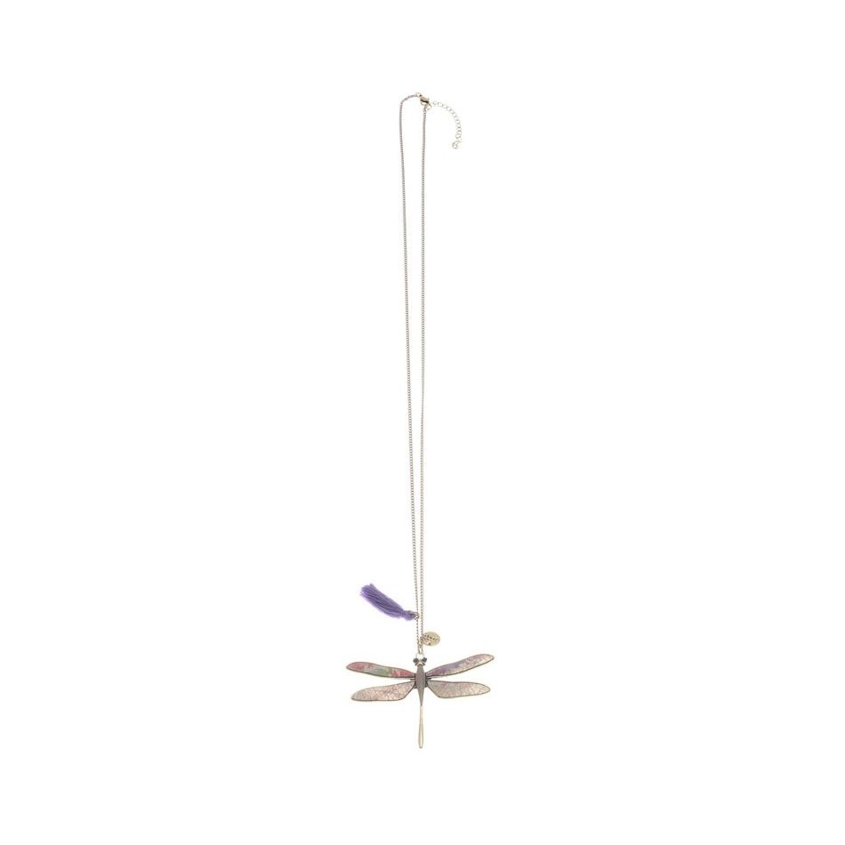 LONG NECKLACE METAL ENAMEL PENDANT